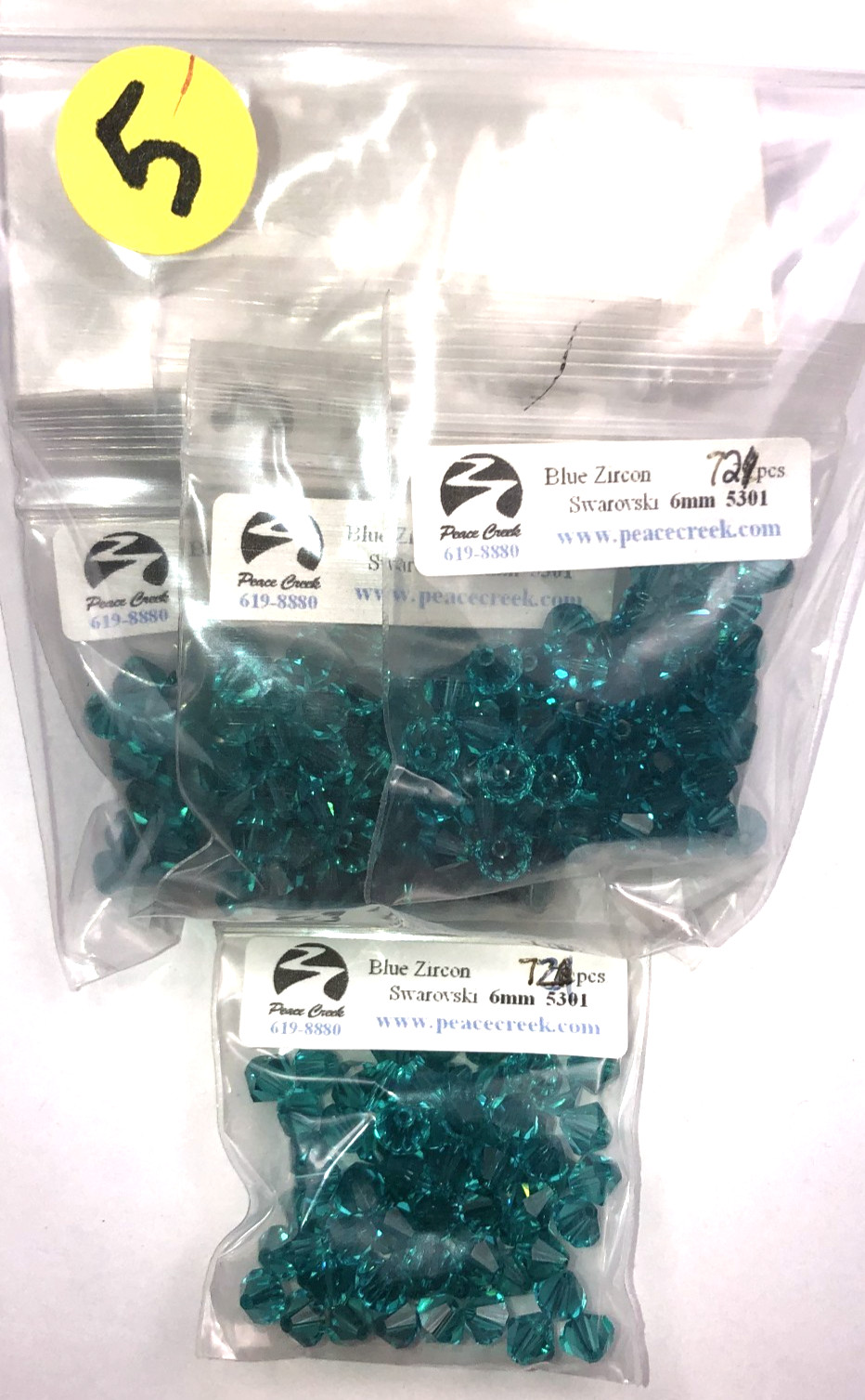 Swarovski Crystal 6mm (360 pcs) Blue Zircon #5301 (5 baggies of 72)