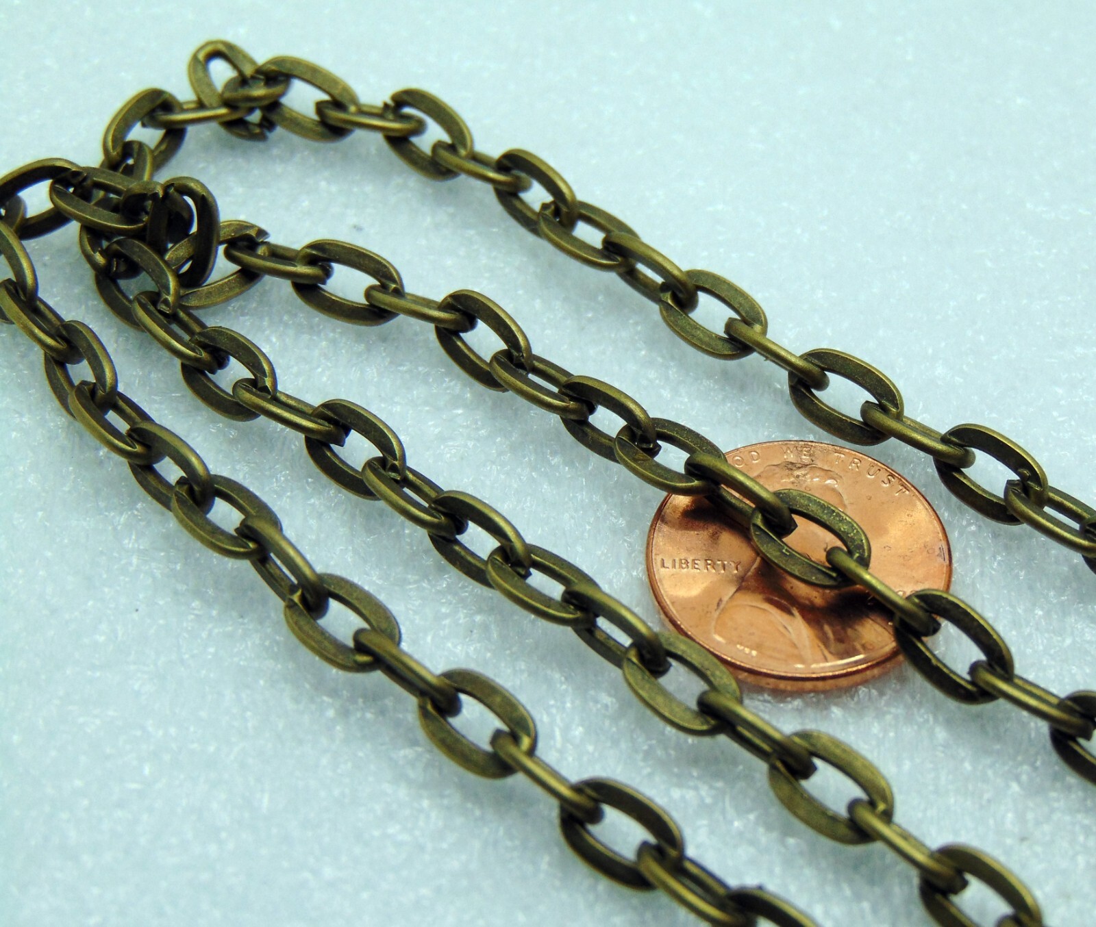 Antique BRASS Flat CABLE Chain ~ 5mm x 8mm Sturdy Links ~ No-Nickel 5 – 100 ft