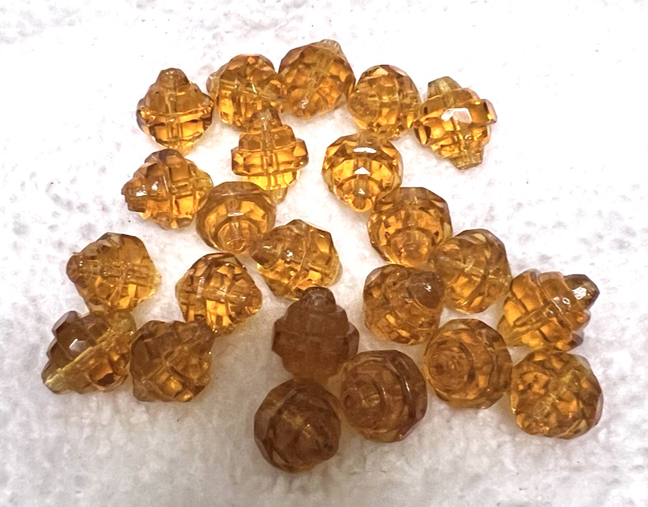 23 Vintage Art Glass Beads Light Amber Stacked Deco Bicone 5/8 L x 1/2 W