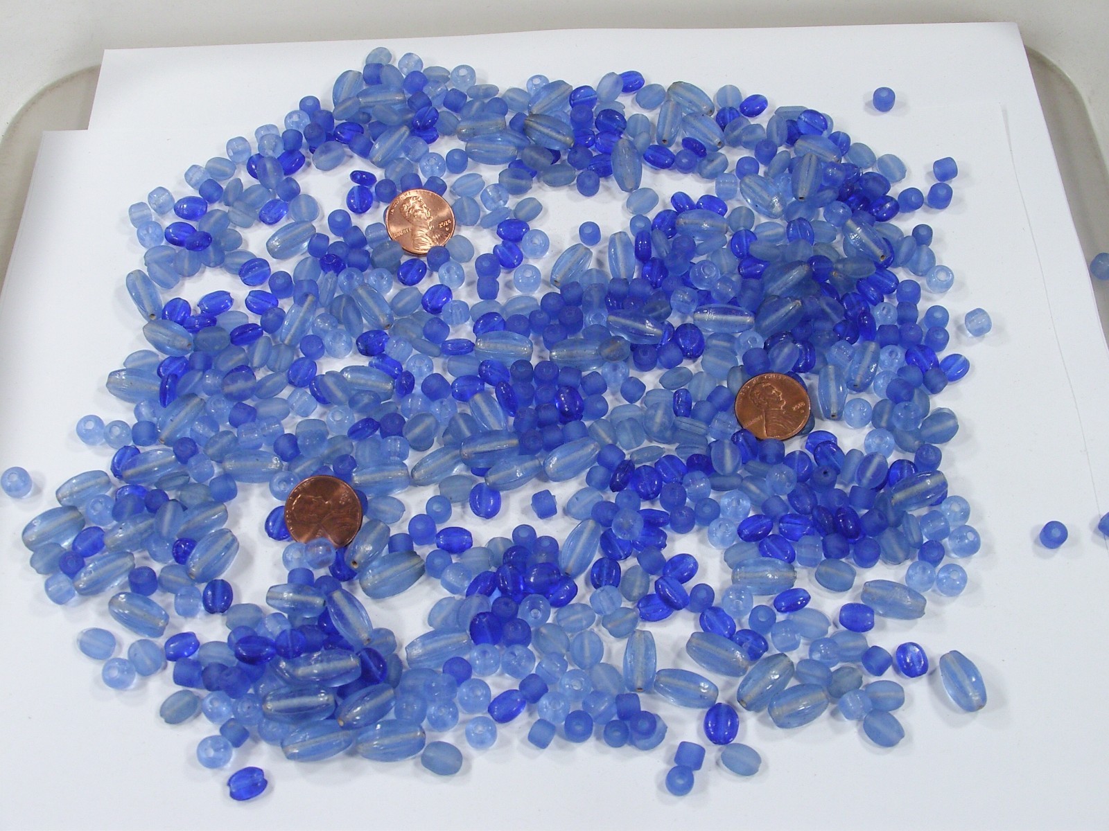 2 Pounds Assorted Blue India Handmade Glass Beads Wholesale Bulk Lot (FDC-5) ⭐