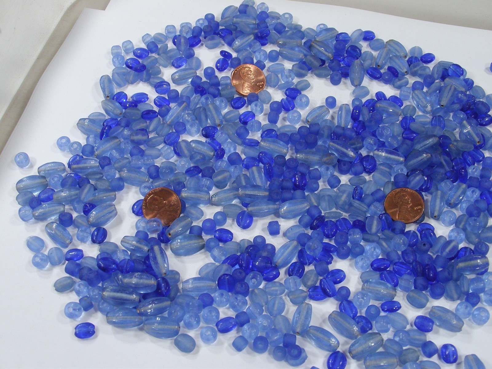 2 Pounds Assorted Blue India Handmade Glass Beads Wholesale Bulk Lot (FDC-5) ⭐