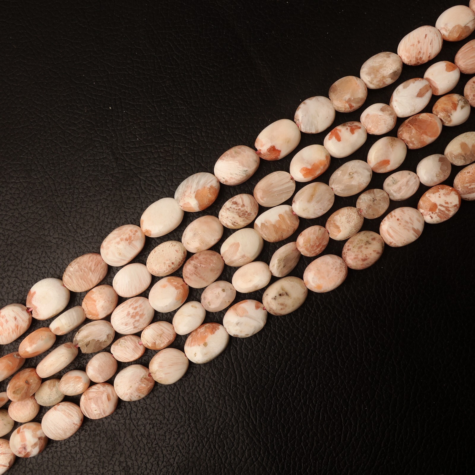 Natural Peach Scolecite Beads 8 Inch Strand 11×14-11×15 MM Smooth Oval Beads