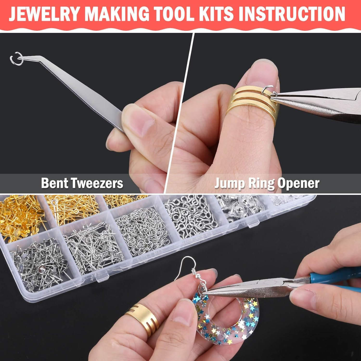 Earring Making Supplies Kit, 2900Pcs Earring Hardware Pieces Repair Parts with