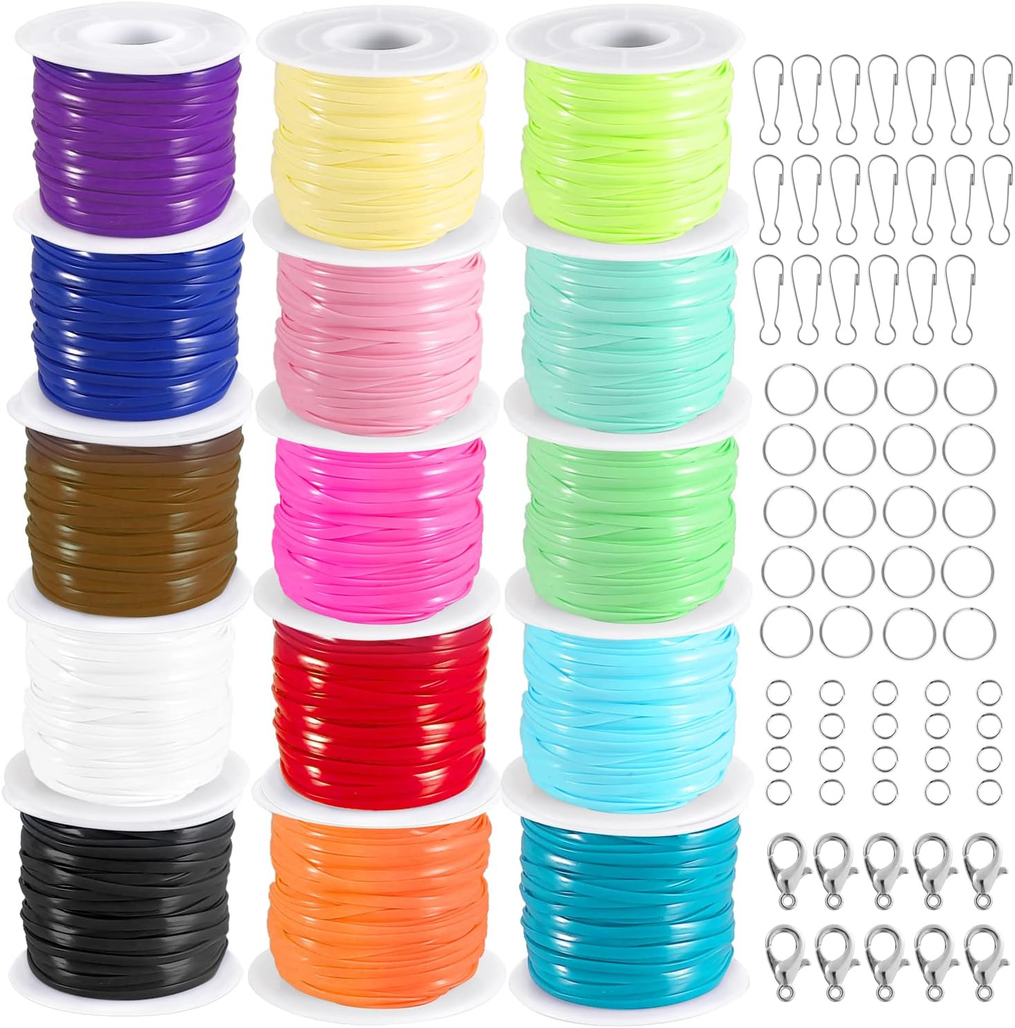 Lanyard String,15 Rolls Gimp String Plastic Lacing Cord Plastic String Lanyard K