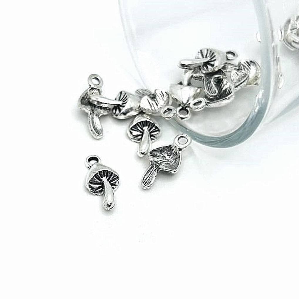 Small Silver Mushroom Charm – US Seller