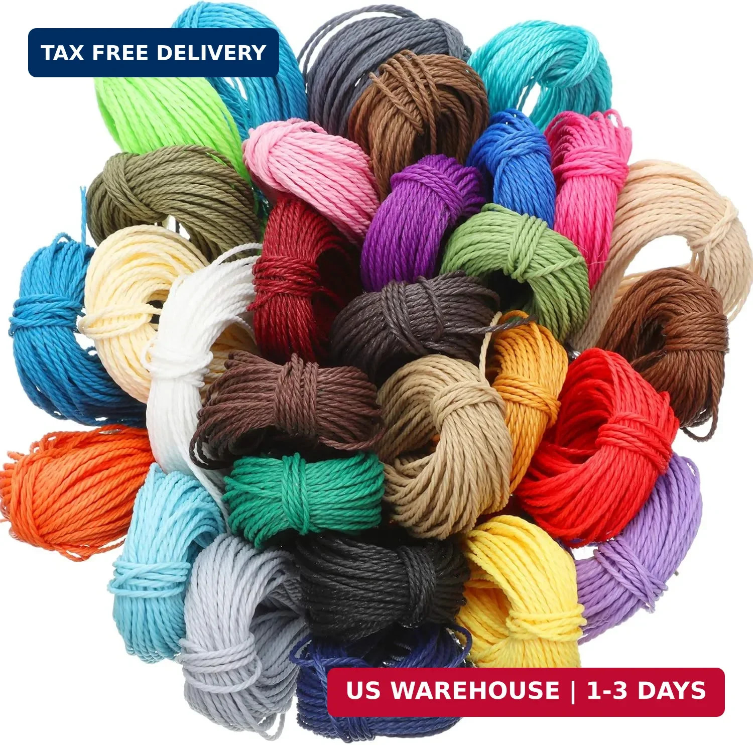 Boao 30 Colors 1mm Waxed Polyester Cord 328 Yard Waxed Thread Bracelet Wax Cord