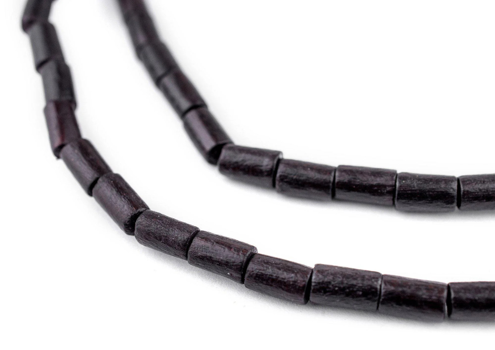 Dark Brown Tube Natural Wood Beads 7x5mm 16 Inch Strand