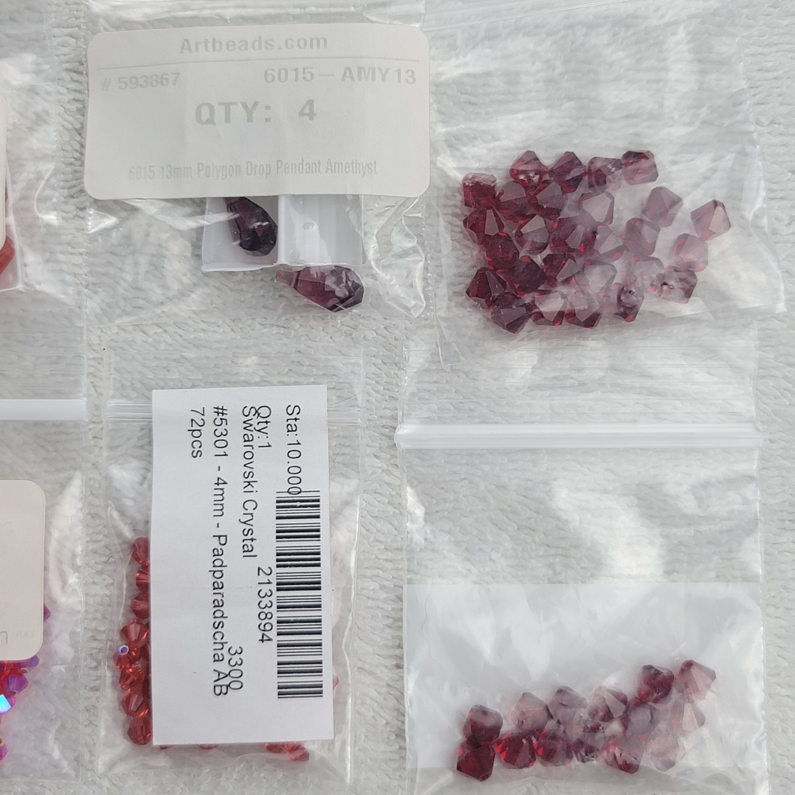 Swarovski Crystal Bead Pendant Lot Pink Red Peach Burgundy Mixed Qty