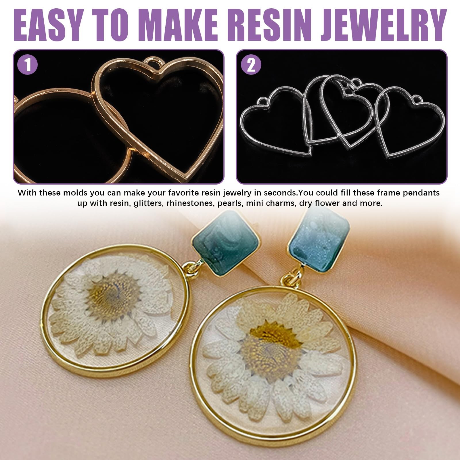 Swpeet 80Pcs 2 Colors 10 Styles Open As the Picture Shown, K Gold; White K