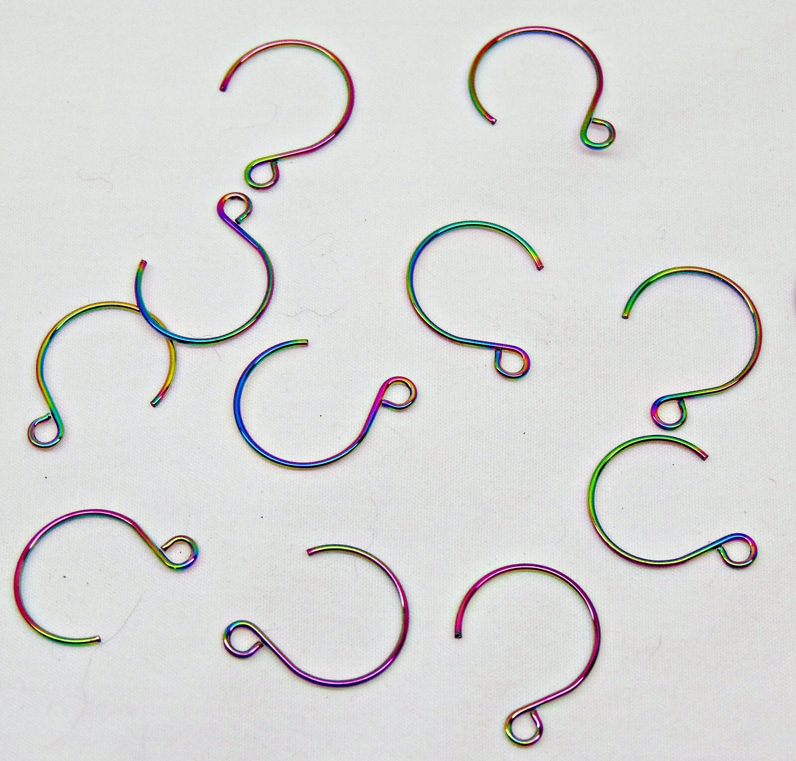 Rainbow Ear Hoops Stainless Steel Ear Wires 18mm x 14mm w/ bottom loop~ 18 ga
