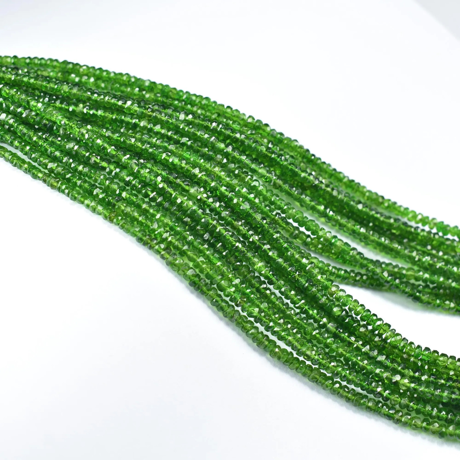 Chrome Diopside Faceted Rondelle 3-4.25mm 16 Inches AAA Natural Gemstone Jewelry