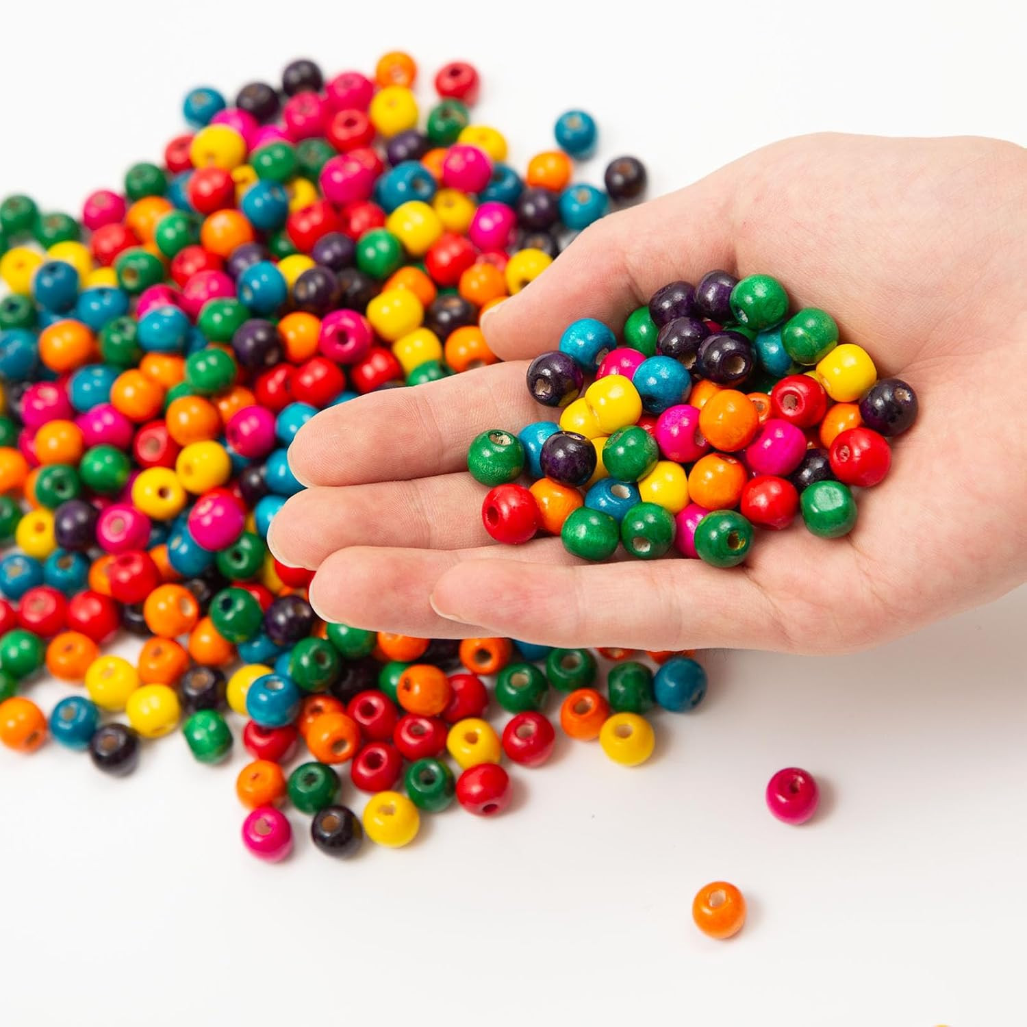 600Pcs Colorful Wooden Beads 10Mm Wood Beads Wooden Loose Spacer Beads