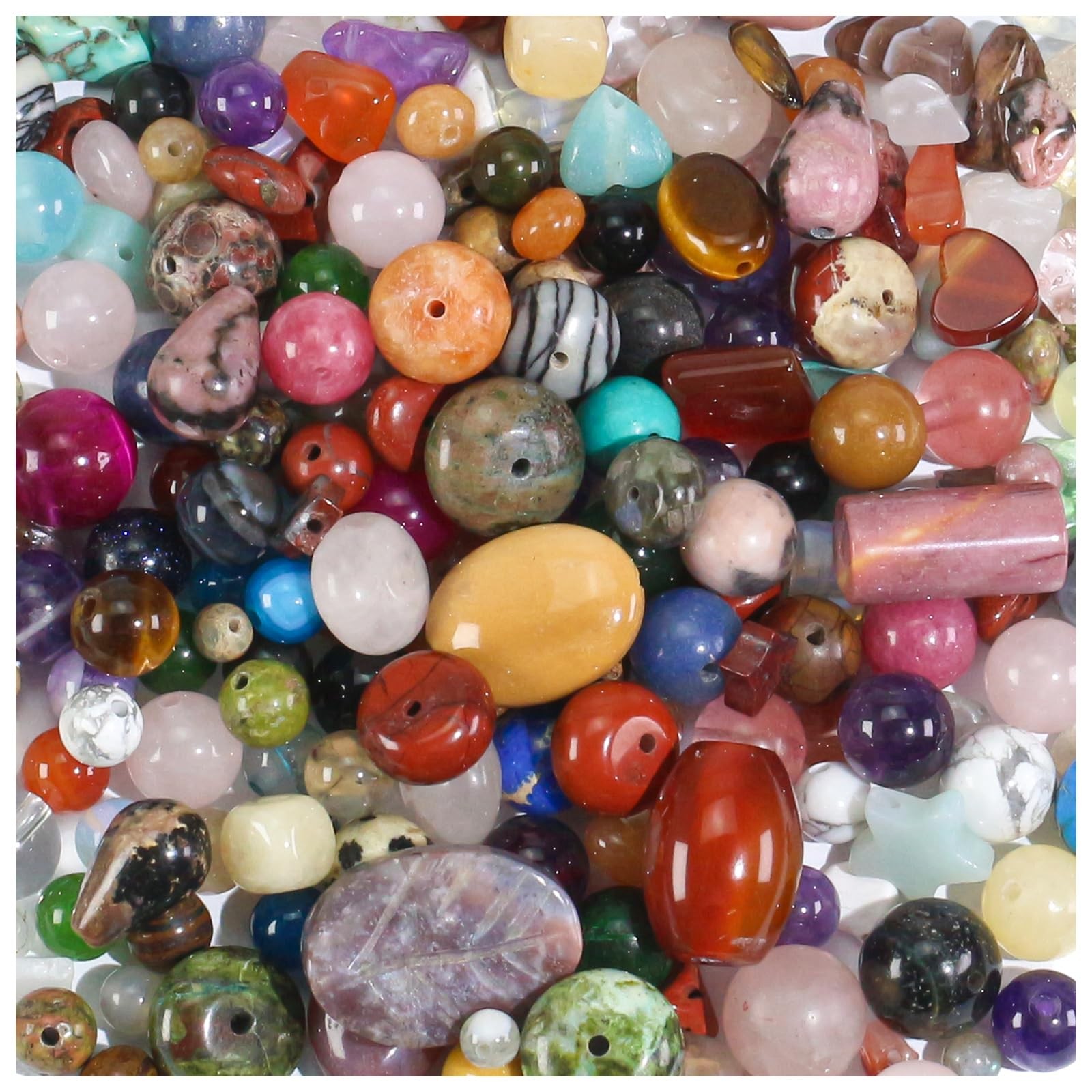 Assorted Natural Stone Beads for Jewelry Making – Mixed Bulk Semi Precious