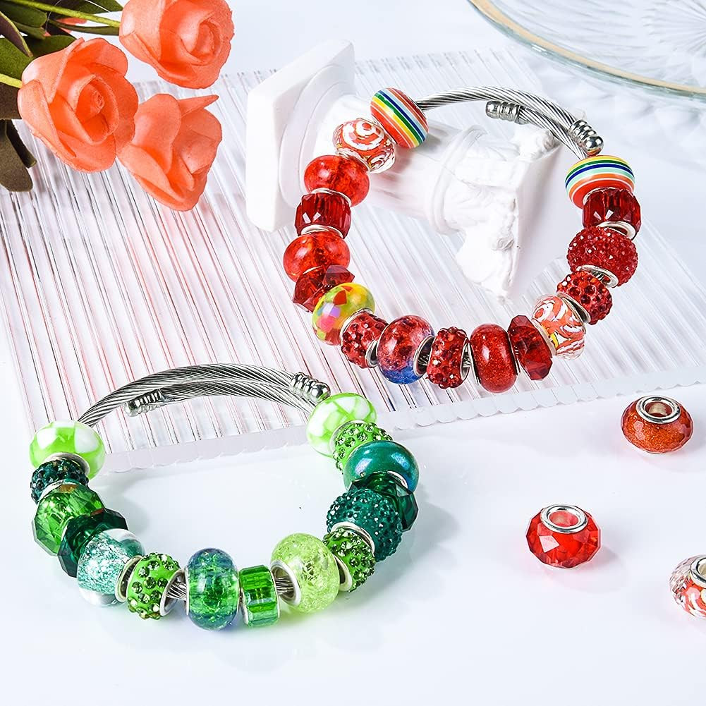 Assortment European Large Hole Beads Spacer Beads Rhinestone Craft Beads for DIY
