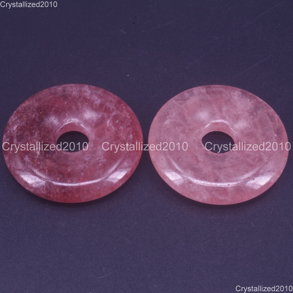 Natural Gemstone Donut Peace Buckle Pi Disc Charm Healing Pendant Beads 30mm