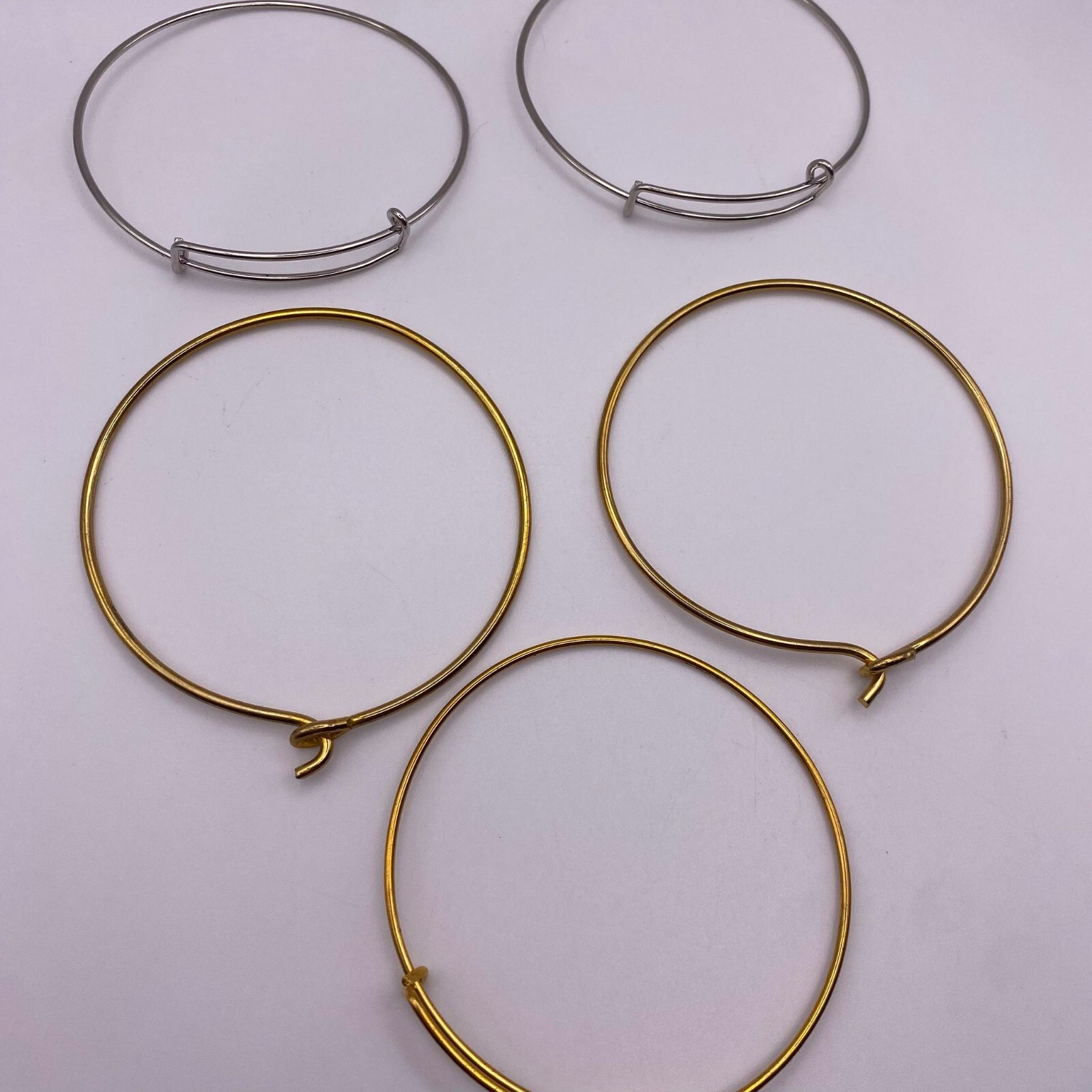 5pcs Adjustable Blank Bangle for Crafting DIY Bracelets Silver and Gold NEW