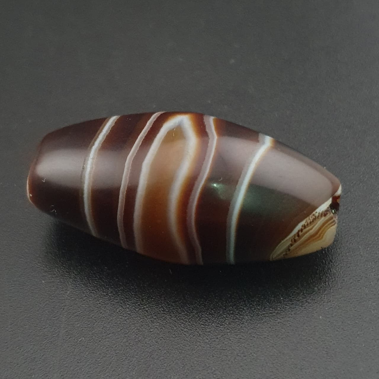 Antique Middle Eastern Natural Eye Agate Bead Amulet 31mm | Protective Talisman