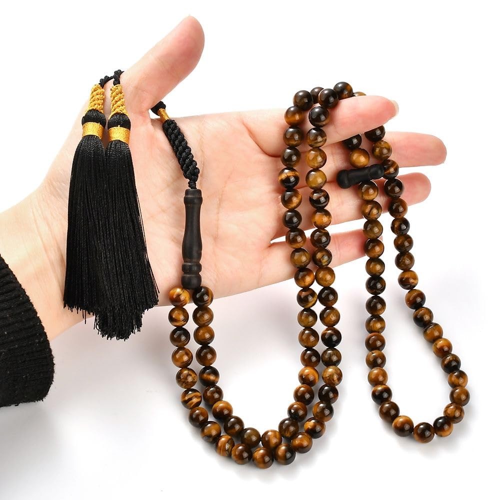 Tasbih Prayer Beads 99 Tiger Eye Stone 08 Mm, Muslim Prayer Beads, Rosary,