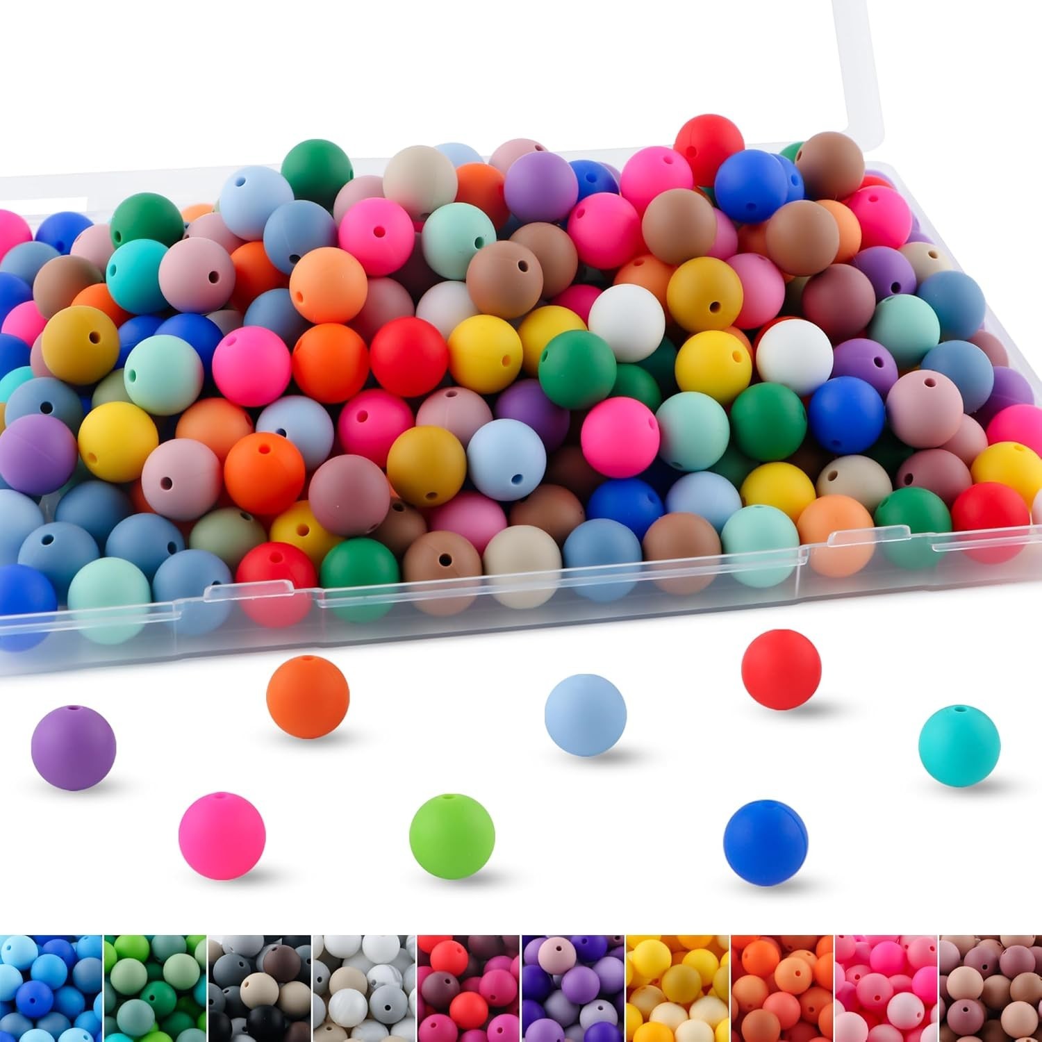 200Pcs 12mm Silicone Beads Bulk for Pens, Mixed Color Silicone Beads for Keyc…