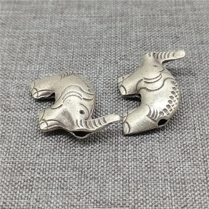 Thai Karen Hill Tribe Silver Elephant Beads for Bracelet Necklace