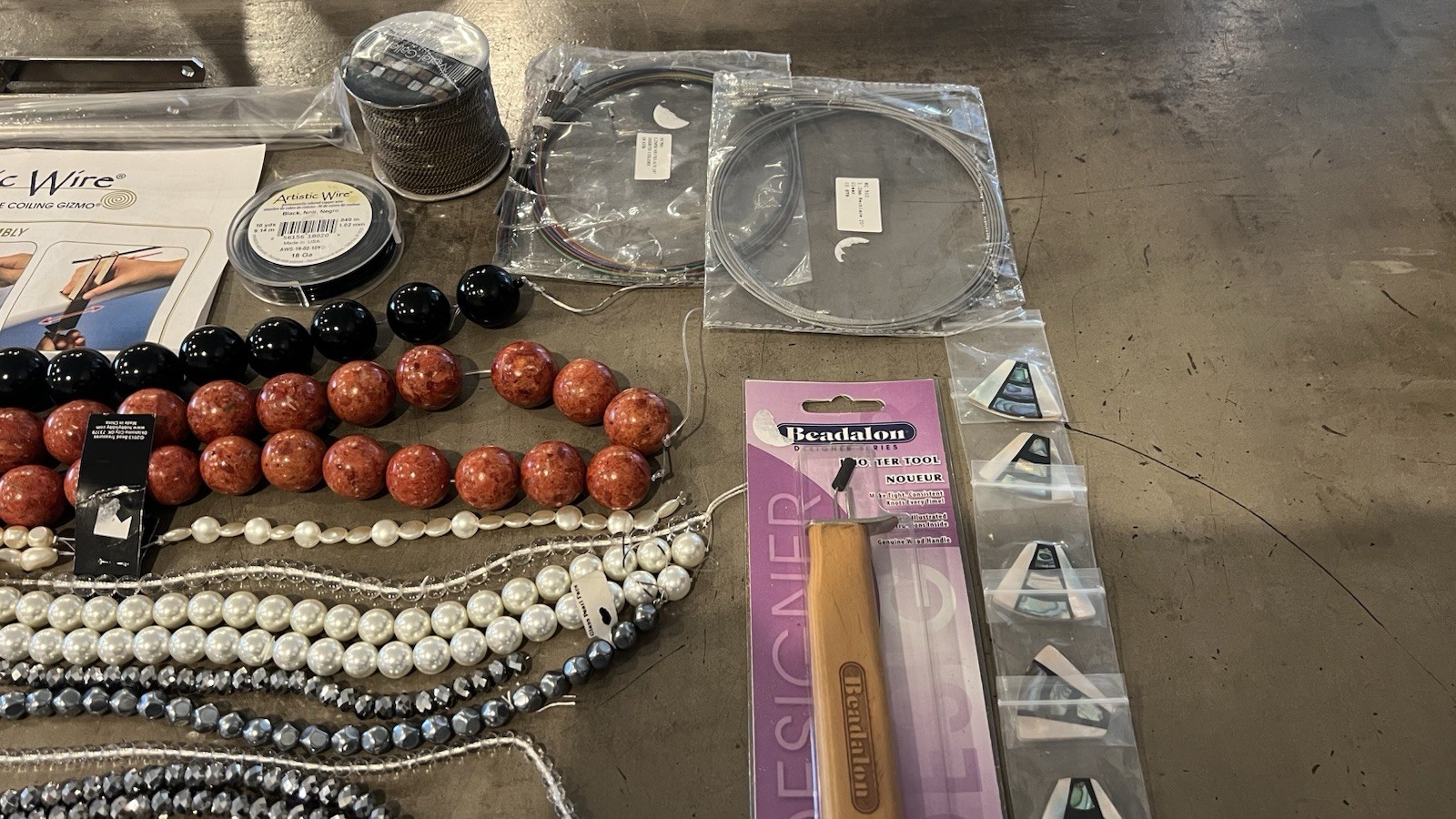 Lot Of Jewelry Making Supplies: Beads, Pendants, Tools, Books & DVD’s Gemstones