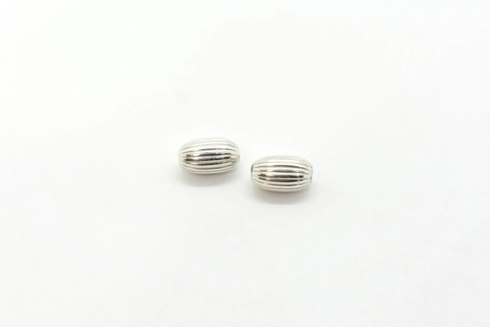 Sterling Silver Corrugated Rice/Oval Spacer Beads, 3×4.5mm, 20pcs