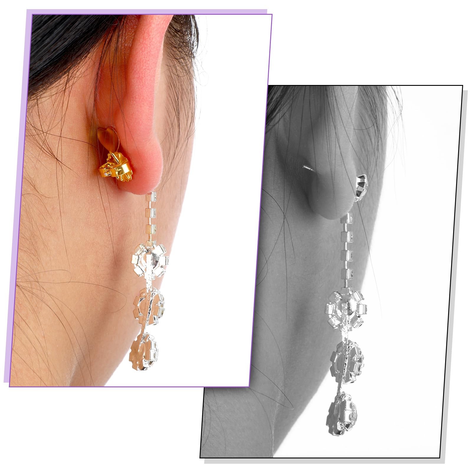 HJZHII 4 Pairs Earring Backs for Droopy Ears, Earring Lifter for Heavy Suppor…