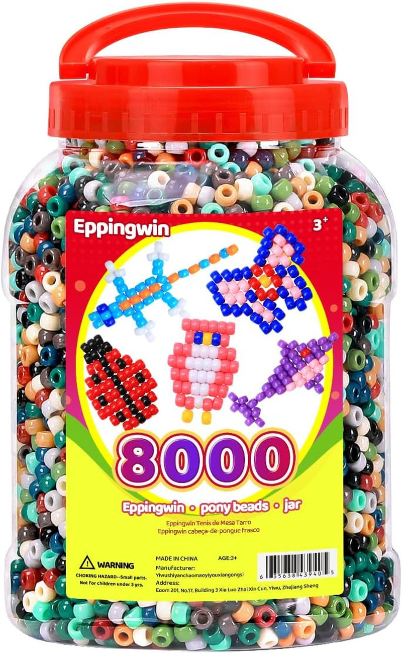 8000+Pcs Wholesale Large Pony Beads (6X9 Mm) Bucket, Easy Storage Kandi Bead Bul