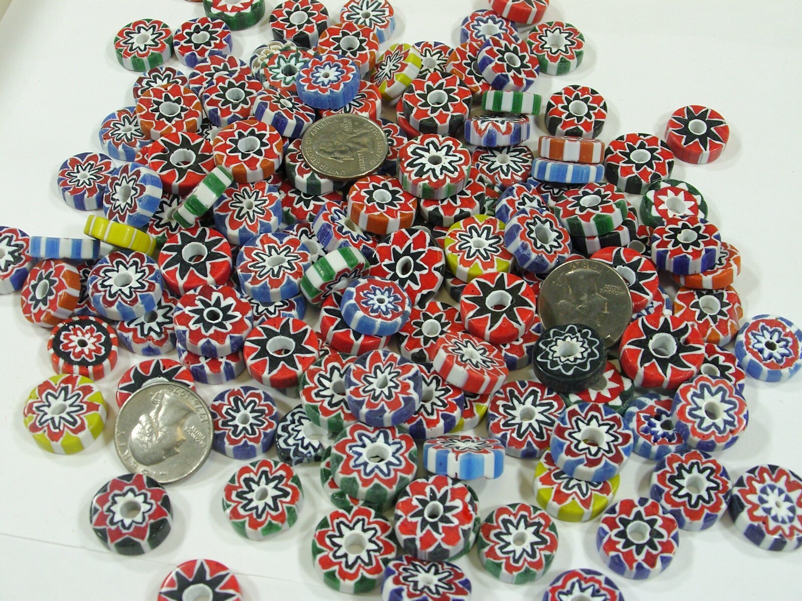 2 Pounds Assorted India Handmade Chevron Glass Beads Wholesale Bulk Lot (WC-91B)