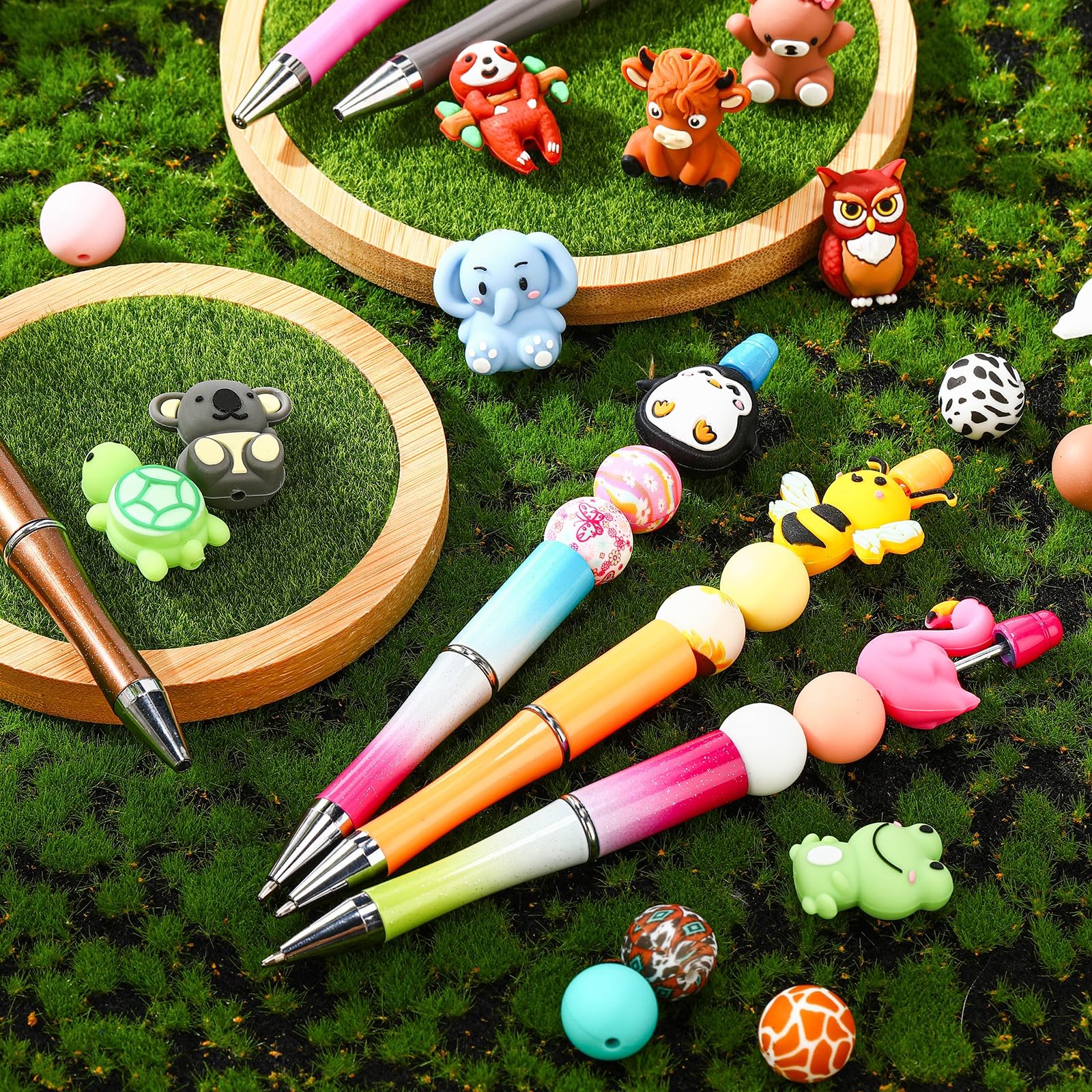 12Pcs 3D Animal Silicone Focal Beads for Pens，Beaded Pen Supplies，Focal Beads…