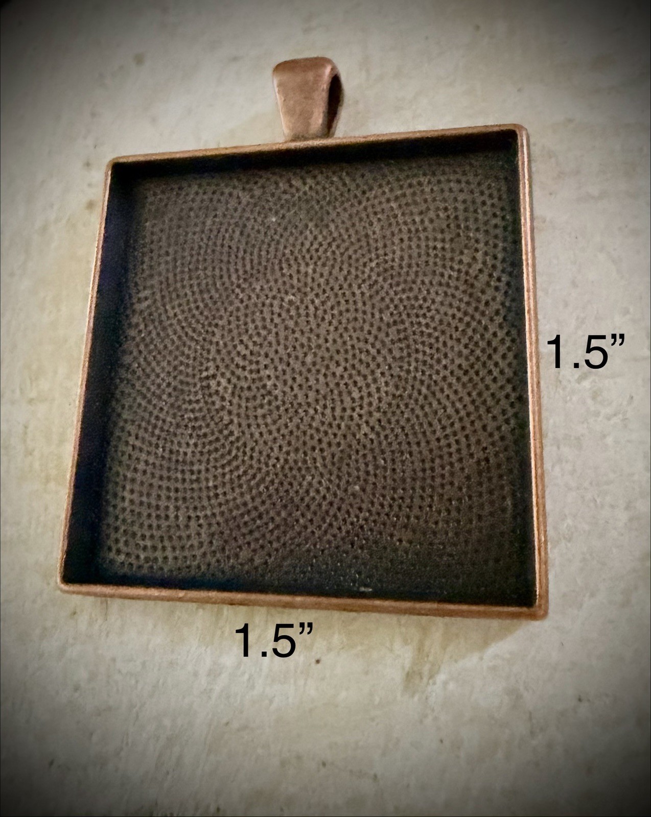 Square Pendants Bezel Blanks w Textured Inlay 35mm