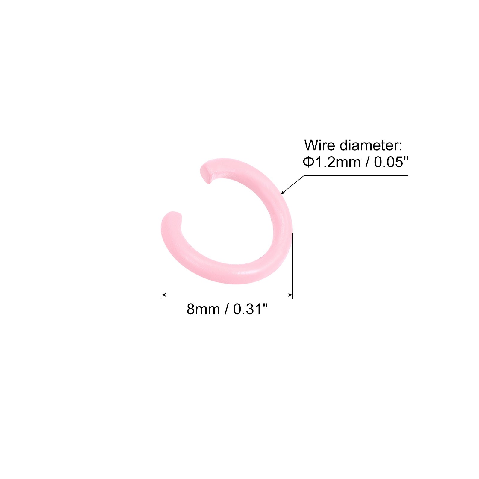 Open Jump Rings 8mm Colorful O Ring Connectors Light Pink 100Pcs