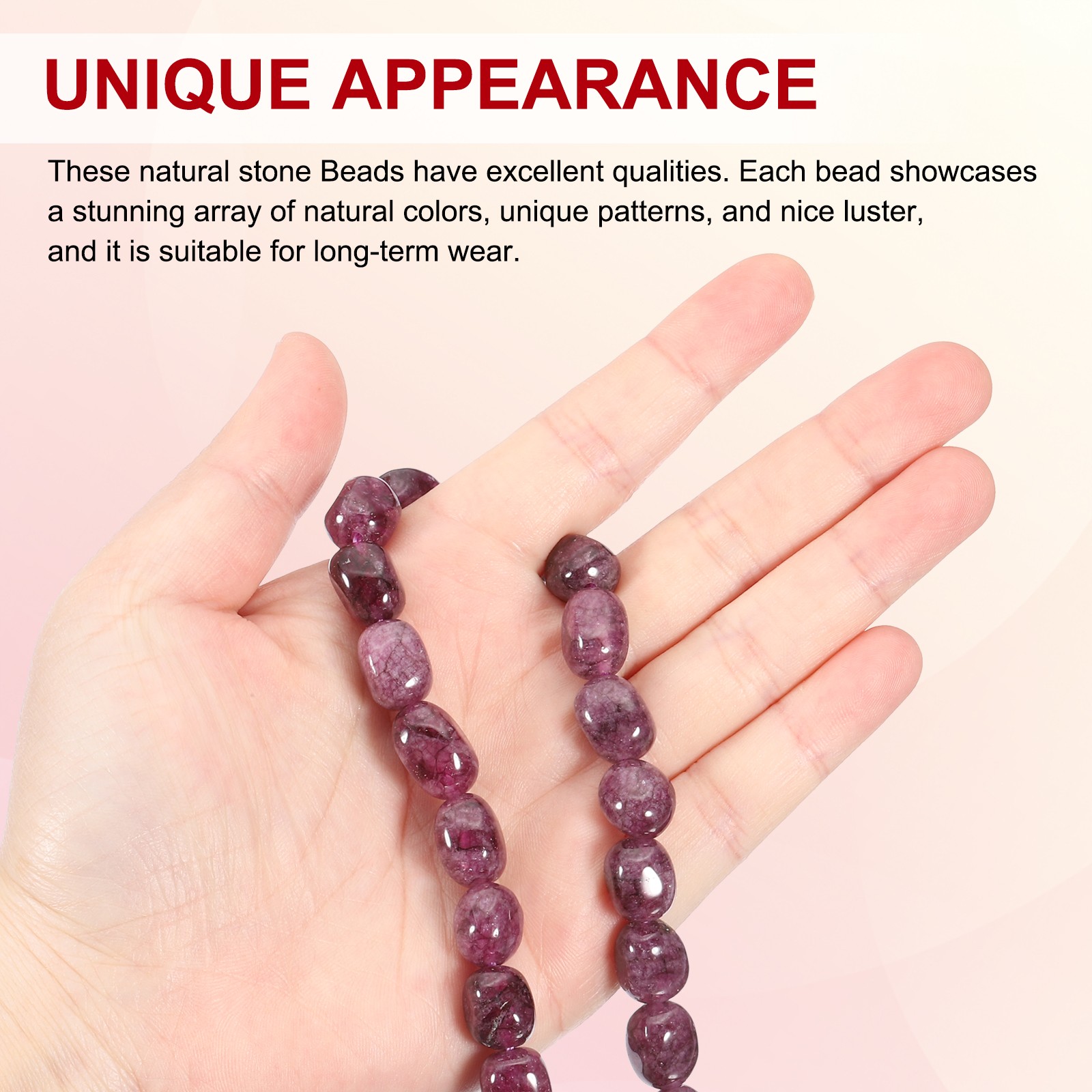 Natural Stone Gemstone Beads 15″ 12x8mm Cuboid Spacer Bead, Grape Purple