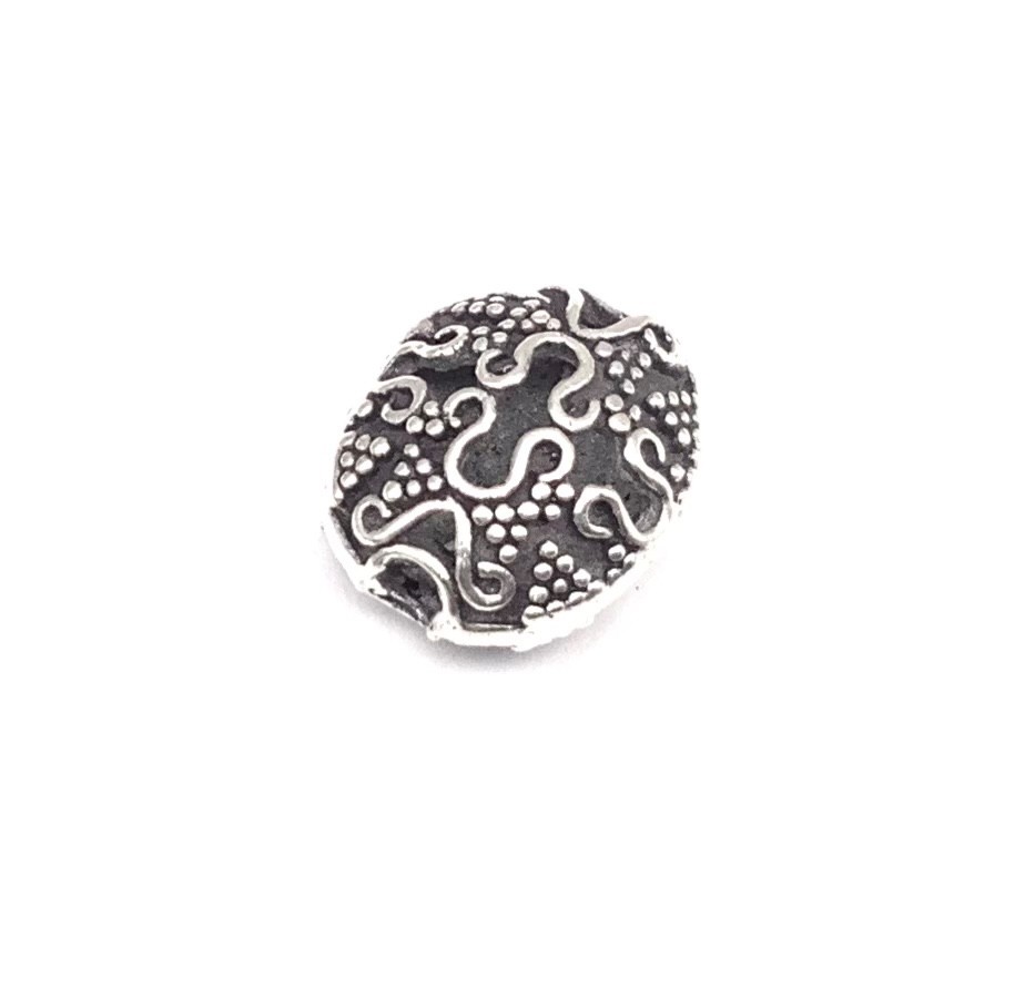 15x13mm Hand Crafted Oval Sterling Silver .925 Bali Filigree Beads-#17781