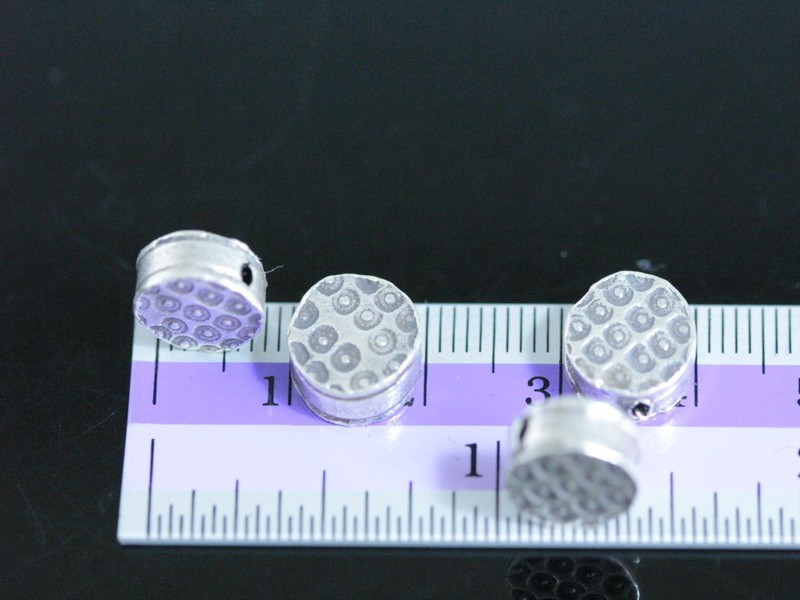 Silver beads karen hill tribe handmade silver 4 round puffy bead