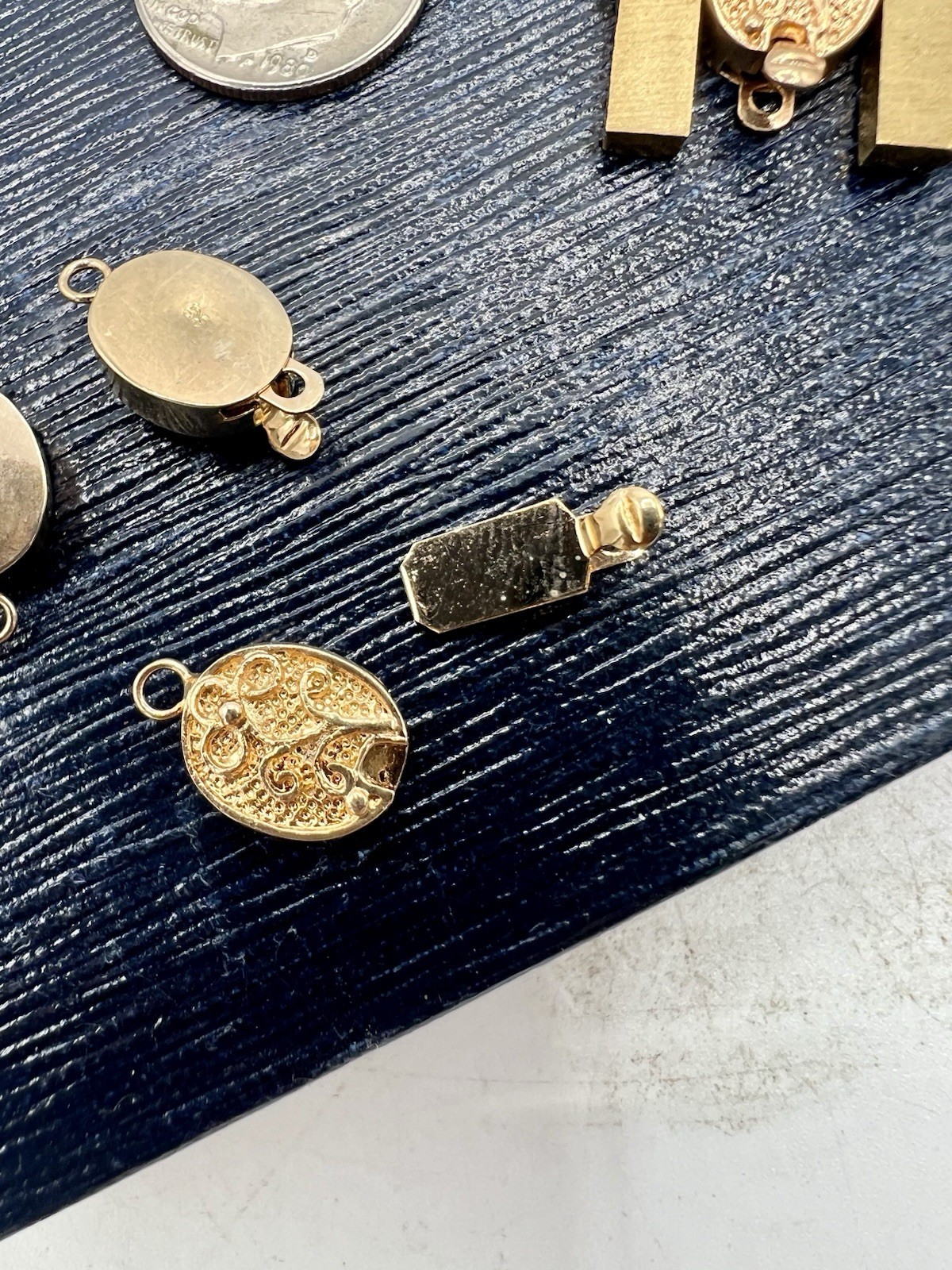 5 Pcs VTG Gold Wash Pinch Clasps Sterling Silver Oval 9x11mm Lot Single Strand