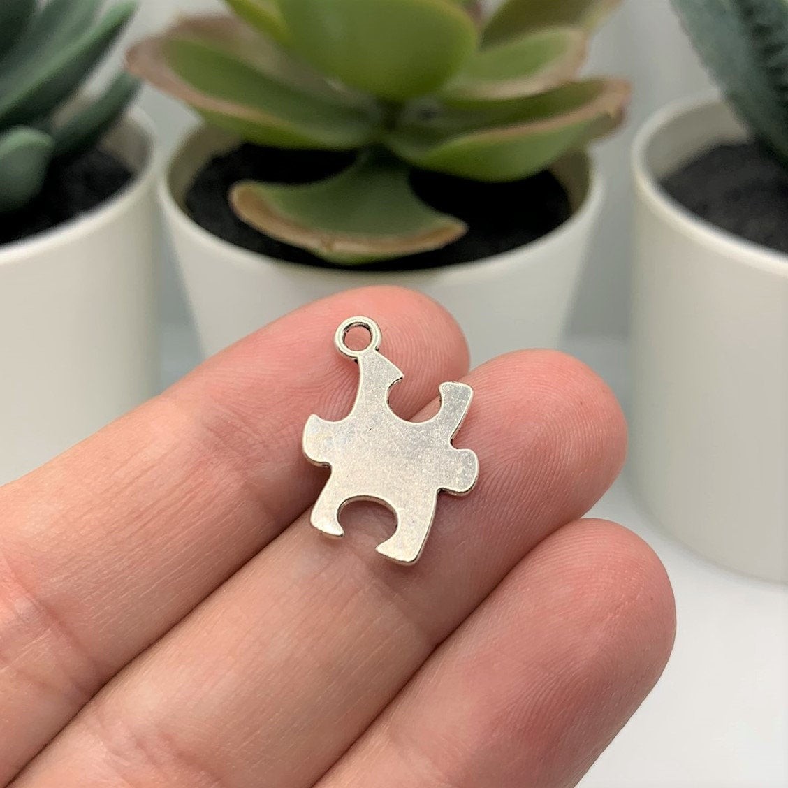 Silver Autism Awareness Puzzle Piece Charms, 22x14mm – US Seller