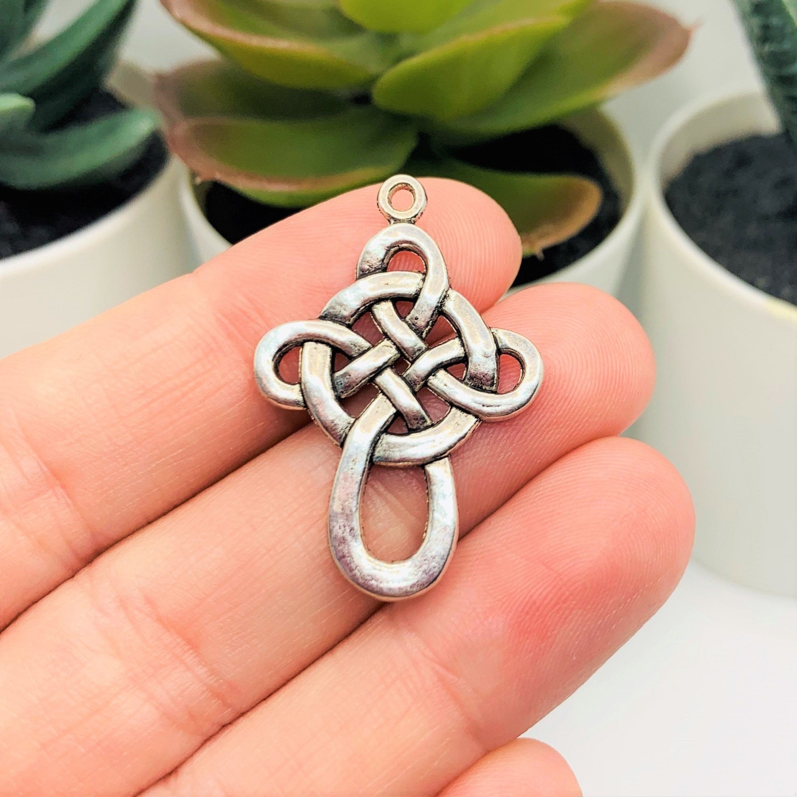 Silver Celtic Knot Cross Charms, 33x22mm – US Seller