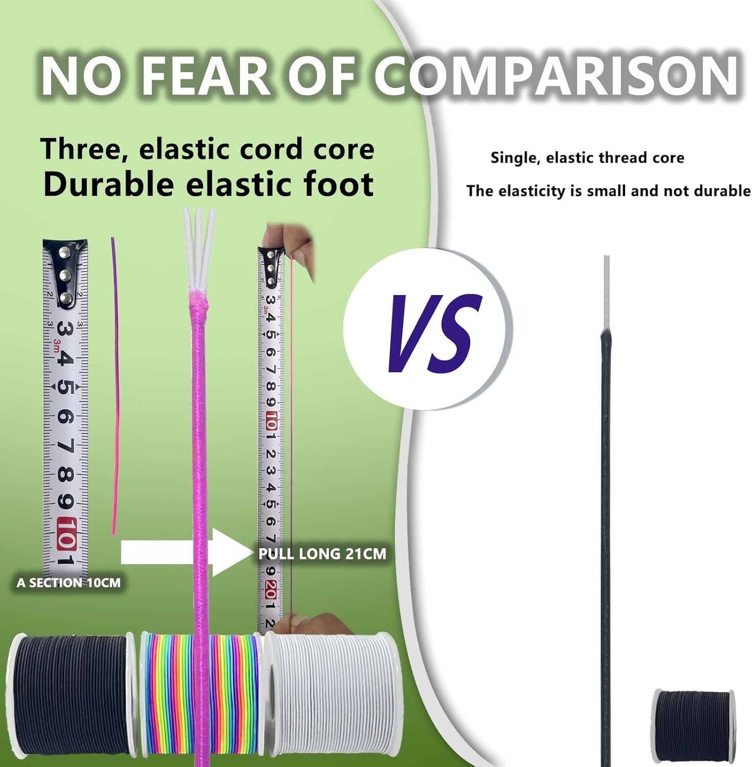 3 Rolls 1.0 mm 255 Feet Rainbow/White/Black Elastic Bracelet Stretchy String Cor