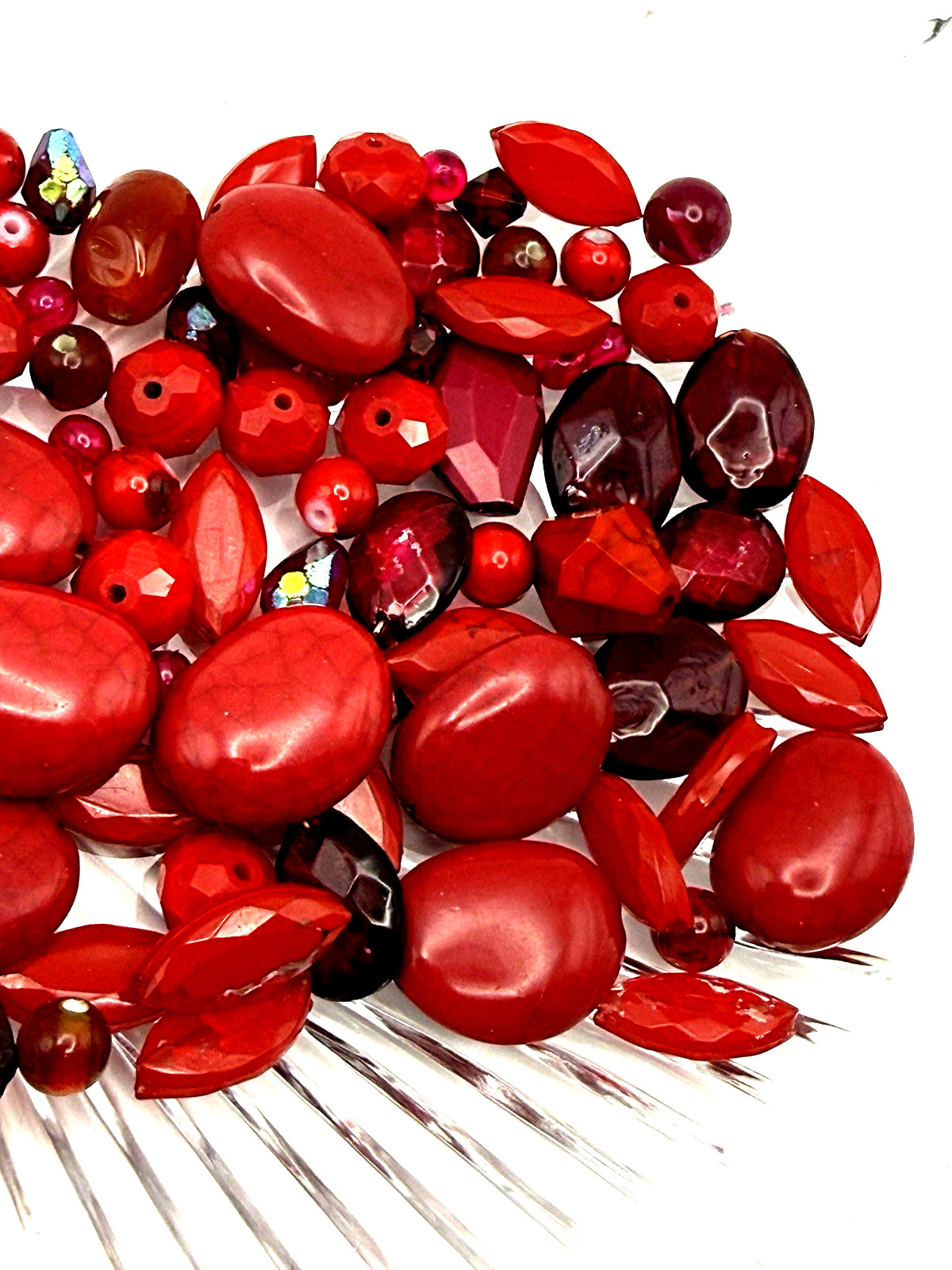 6.1 oz. Vintage Modern RED Bead Soup Mixed Loose Bead Harvest Lot Faux Jasper