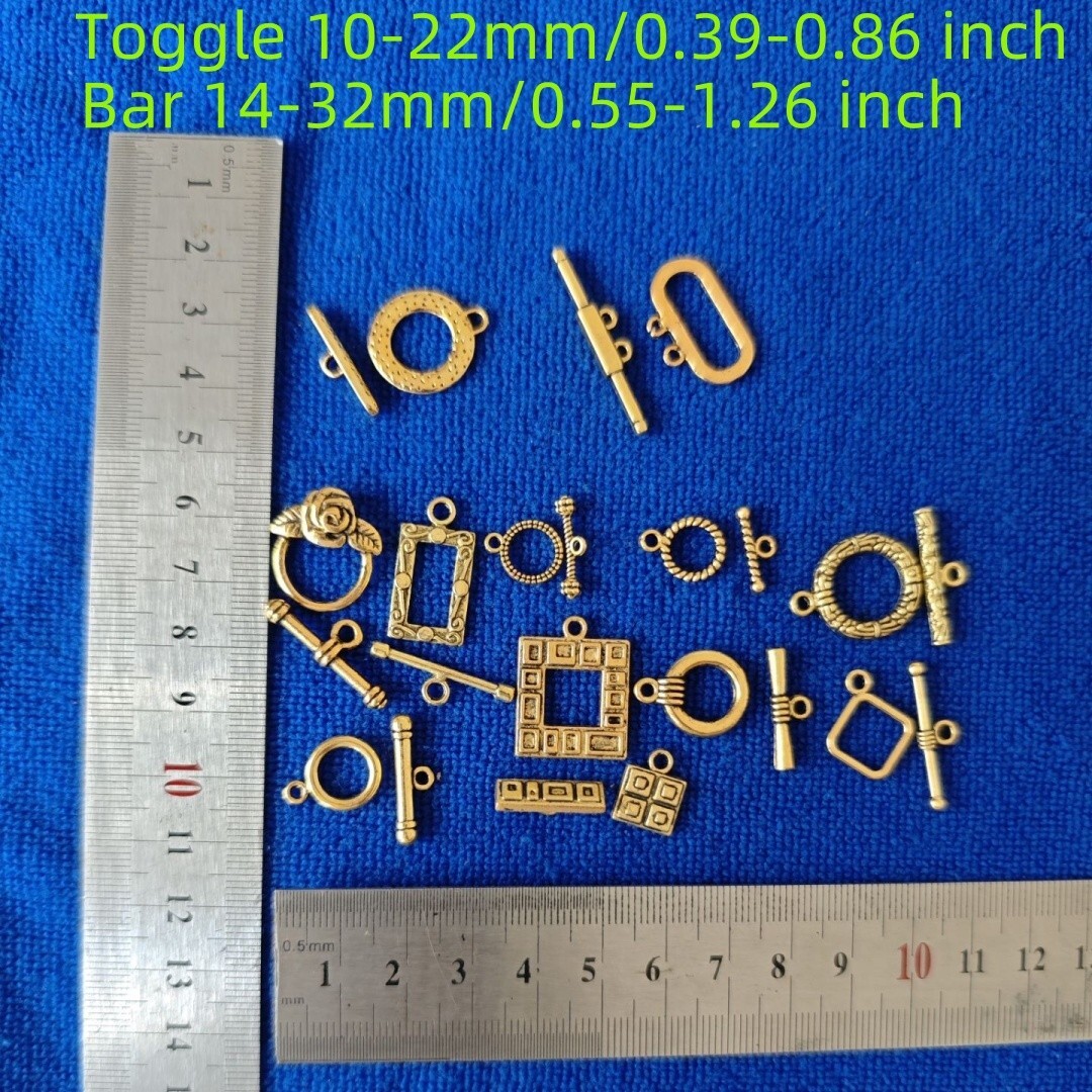 40 Sets of Antiqued Silver Gold Metal Mixed Lots Toggle Clasps in Storage Box