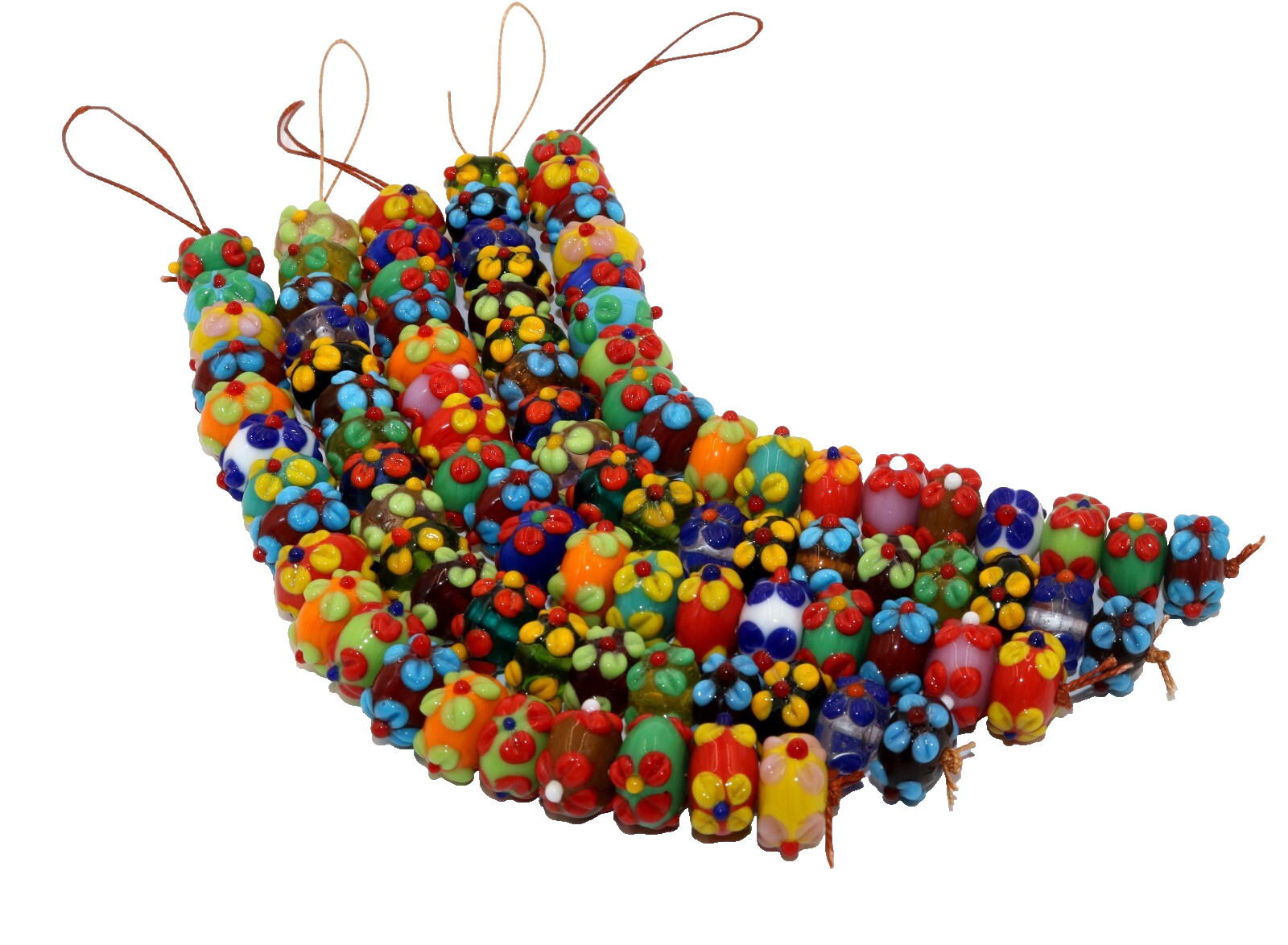 5 Strands Multi Color Fancy Beads for Jewelry & Decoration, Handmade glass beads