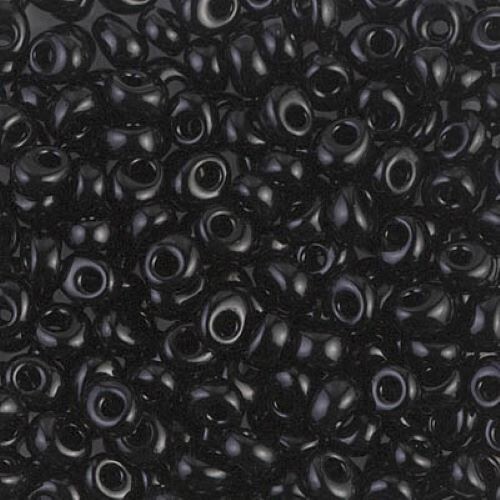401, BLACK, 10g, 4mm Magatama, drop/fringe beads, (m-4)