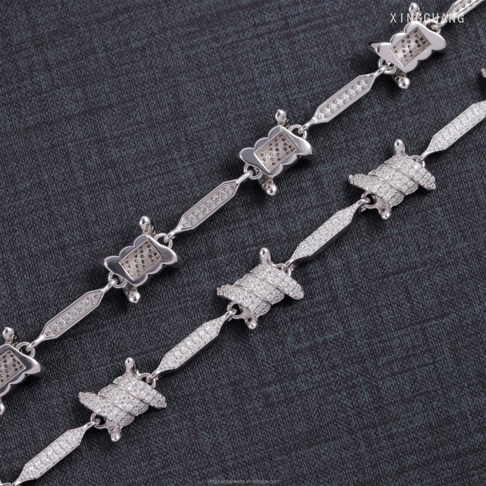925 Solid Silver Cuban Chain Moissanite Diamond Knot Bracelet