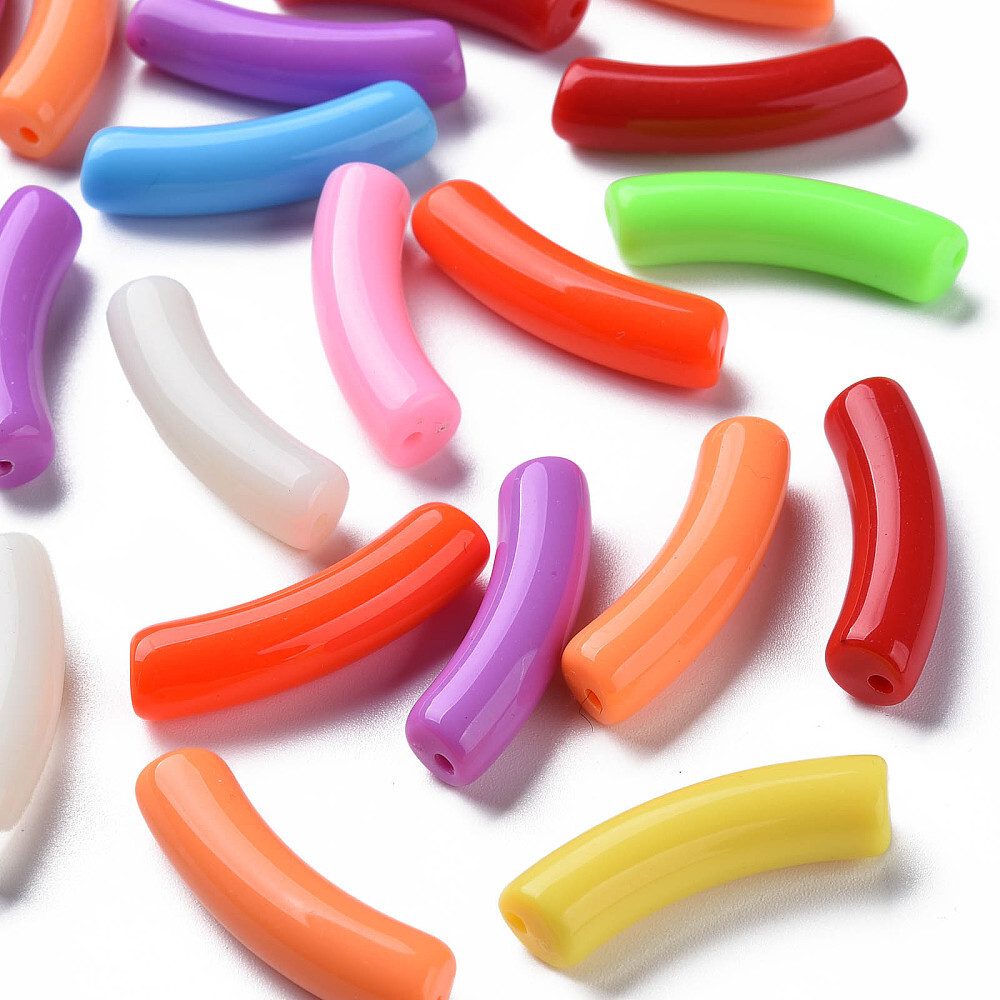 330pcs Acrylic Beads Colorful Curved Tube Opaque Bead Bracelets Necklaces Making