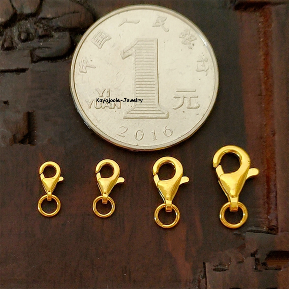 Pure 999 24K Yellow Gold Lobster Claw Clasp Extend Connector Diy For Chain