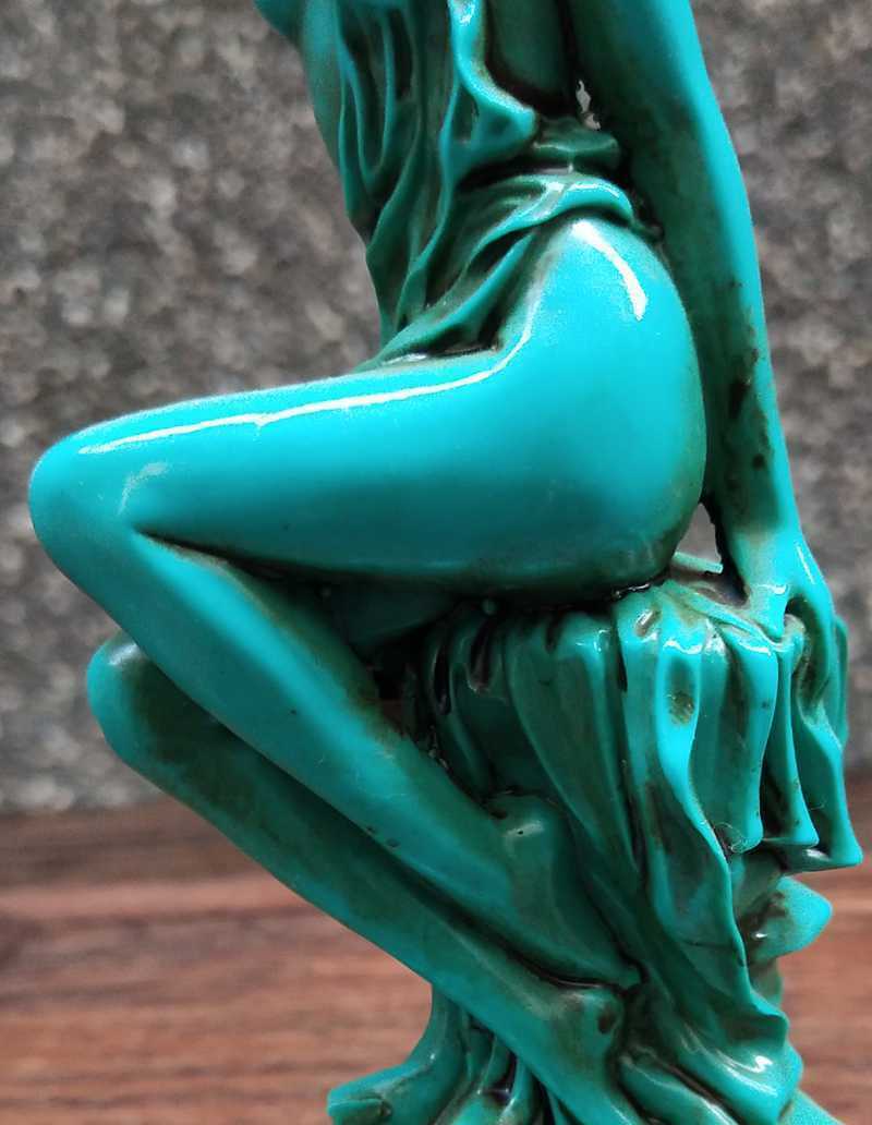 Hand-Carved Green Chinese Natural Turquoise Statue People Beauty Exquisite