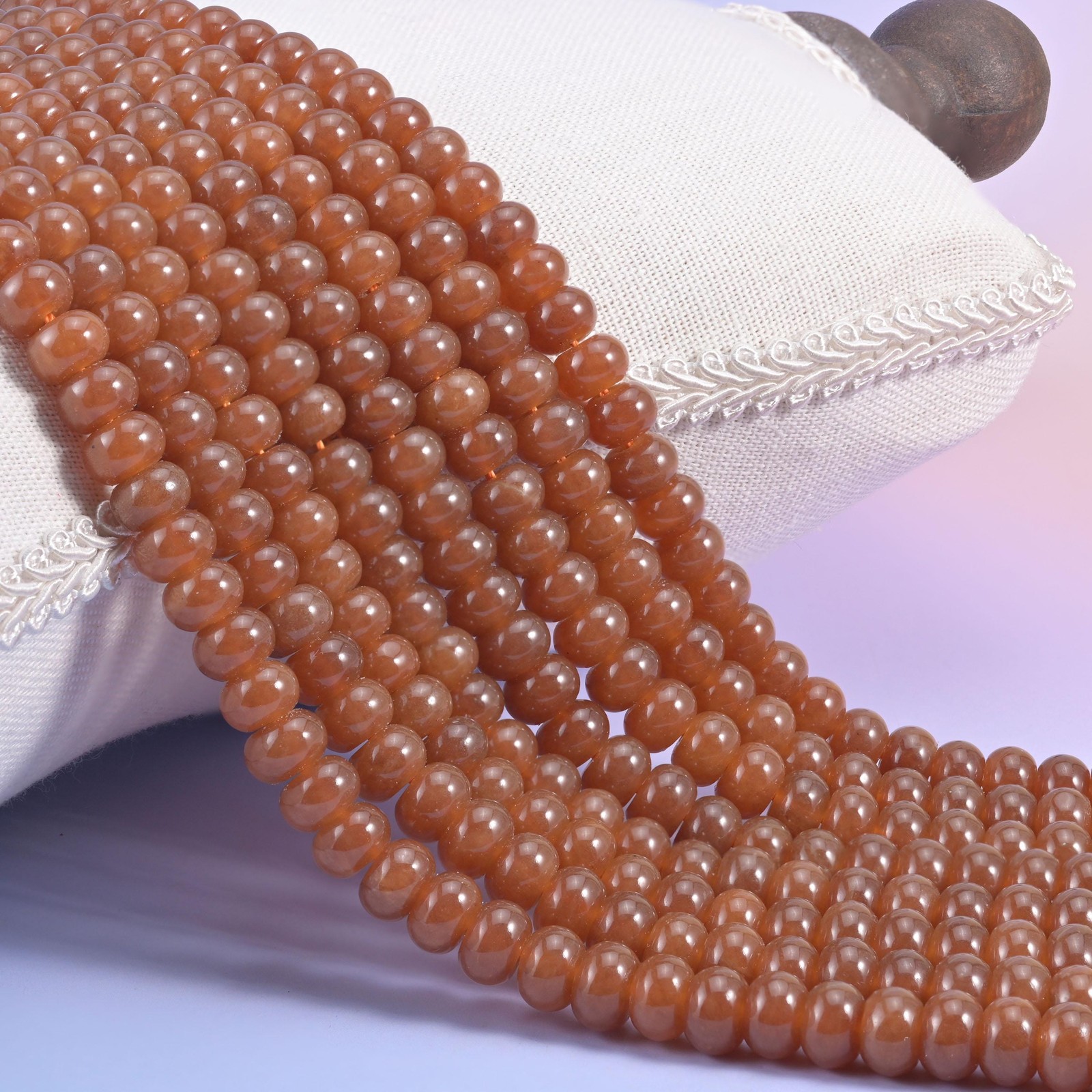 Caramel Color Dyed Jade Smooth Rondelle Beads Jewelry Making 5x8mm 15″ Strand