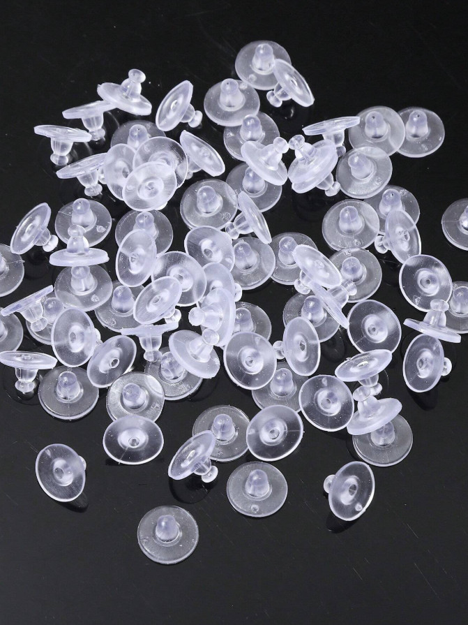 100 Pairs Silicone Earring Backs with Pad – Secure Hold for Heavy Drop Earrings