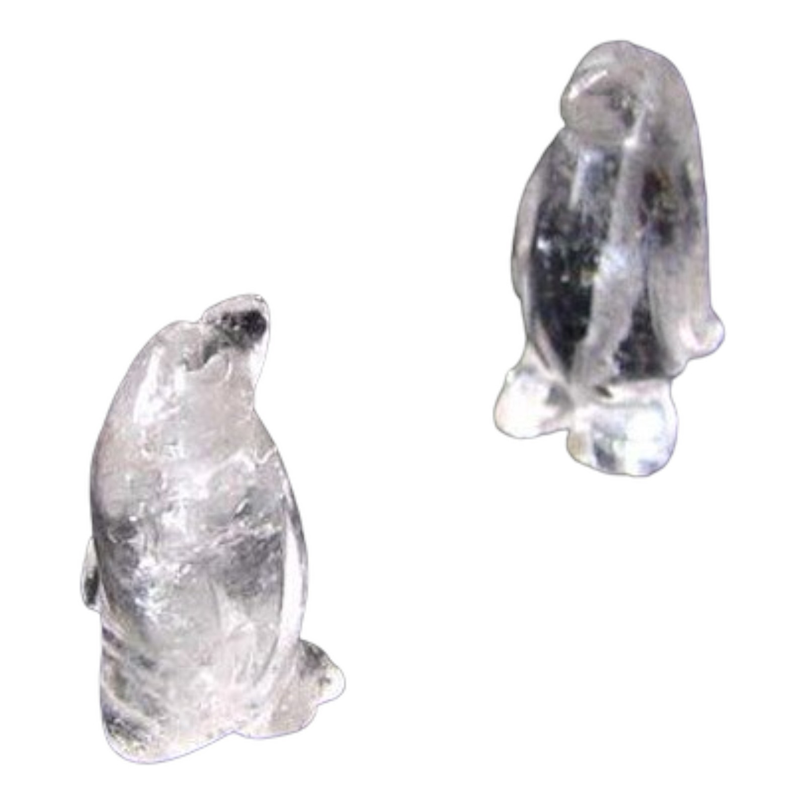 March of The Penguins 2 Carved Quartz Animal Beads | 21x12x11mm | Clear